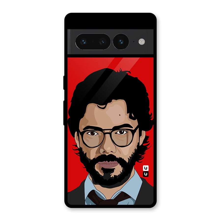 The Professor Illustration Art Glass Back Case for Google Pixel 7 Pro