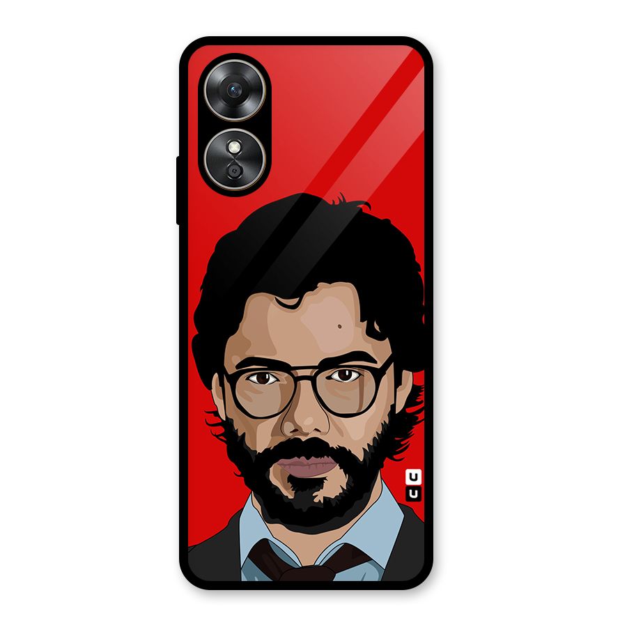 The Professor Illustration Art Glass Back Case for Oppo A17