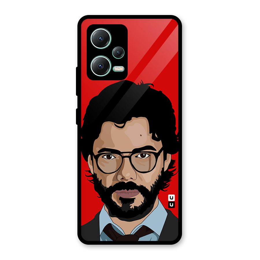 The Professor Illustration Art Glass Back Case for Redmi Note 12 5G