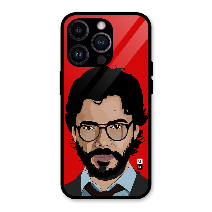 The Professor Illustration Art Glass Back Case for iPhone 14 Pro