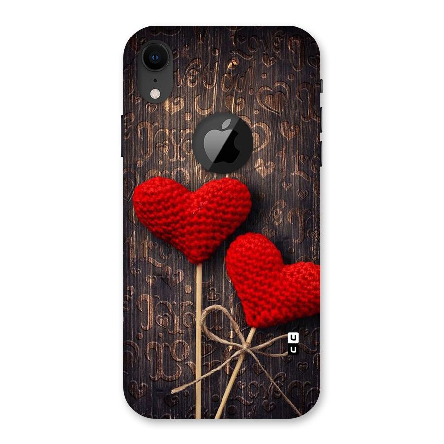 Thread Art Wooden Print Back Case for iPhone XR Logo Cut