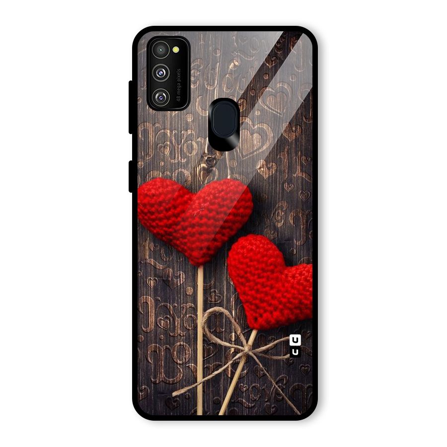 Thread Art Wooden Print Glass Back Case for Galaxy M21
