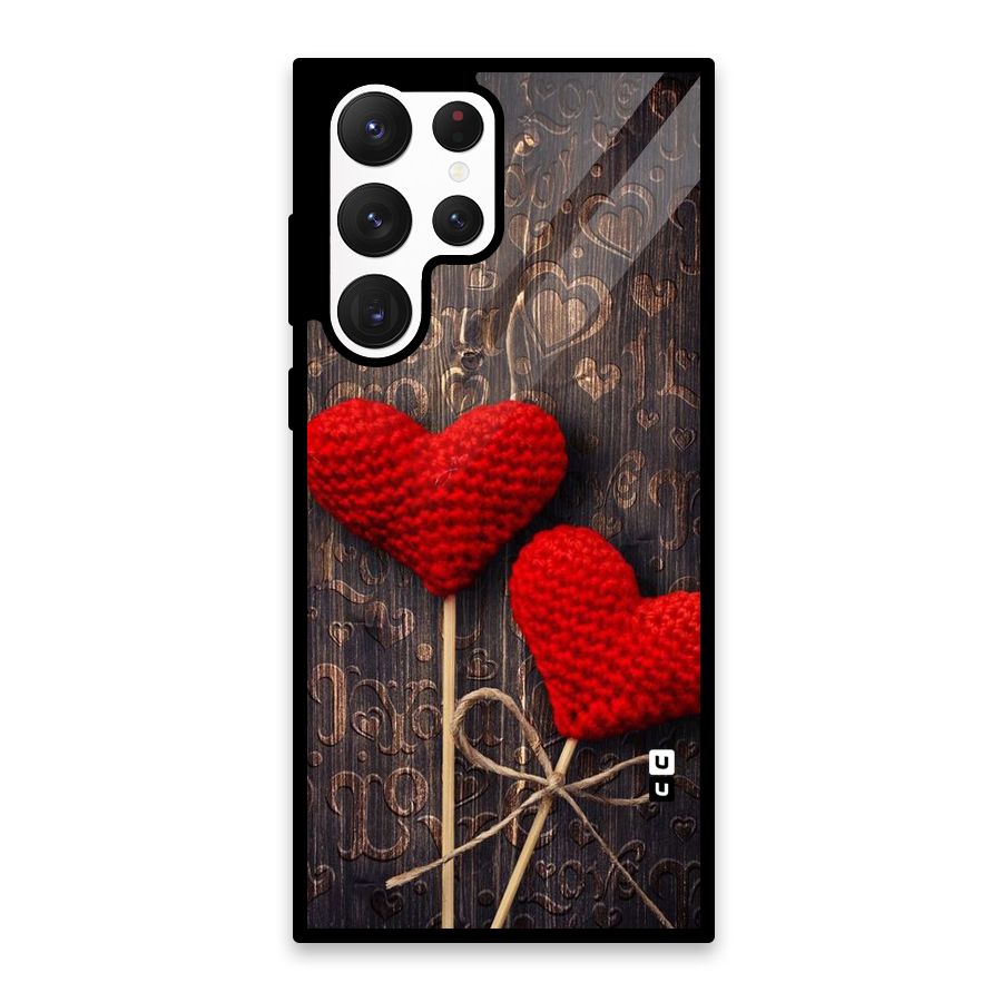 Thread Art Wooden Print Glass Back Case for Galaxy S22 Ultra 5G