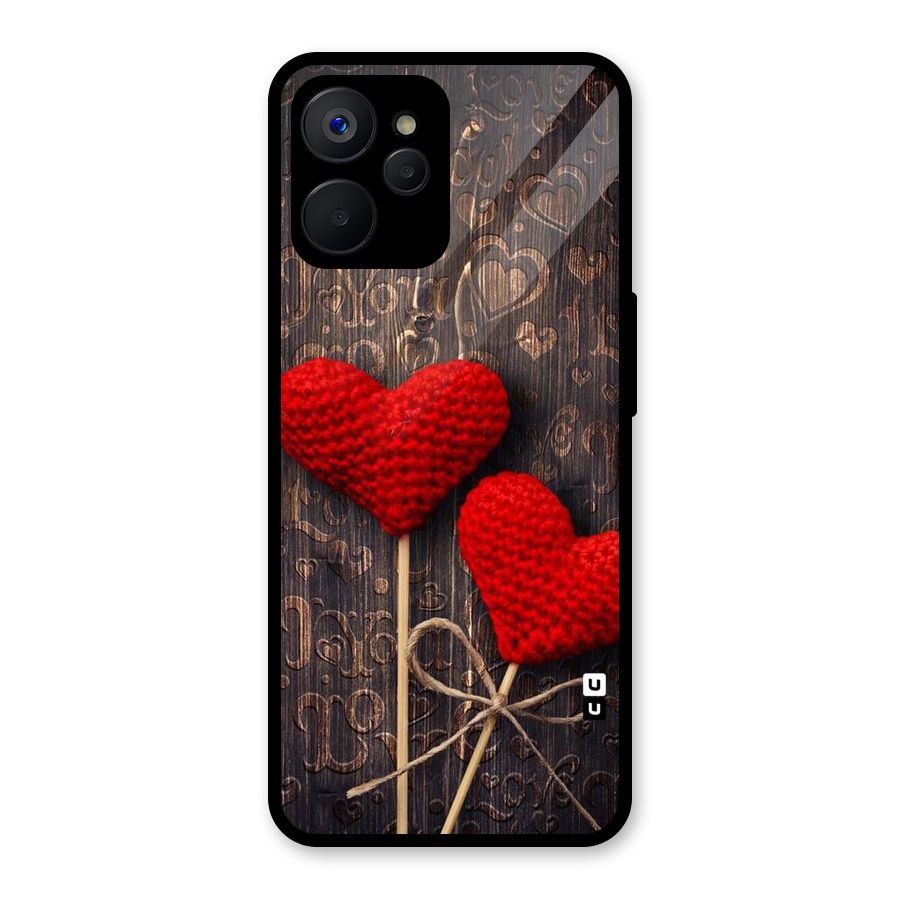 Thread Art Wooden Print Glass Back Case for Realme 9i 5G