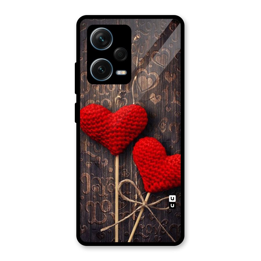 Thread Art Wooden Print Glass Back Case for Redmi Note 12 Pro Plus 5G