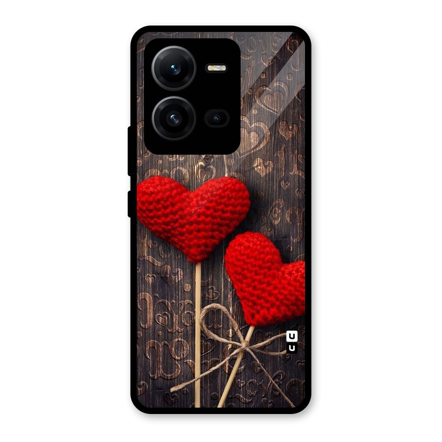 Thread Art Wooden Print Glass Back Case for Vivo V25