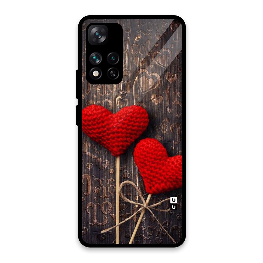Thread Art Wooden Print Glass Back Case for Xiaomi 11i HyperCharge 5G