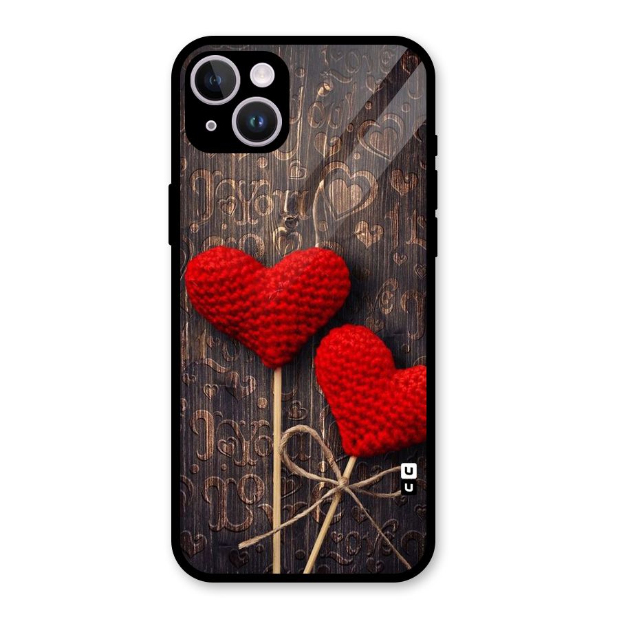 Thread Art Wooden Print Glass Back Case for iPhone 14 Plus