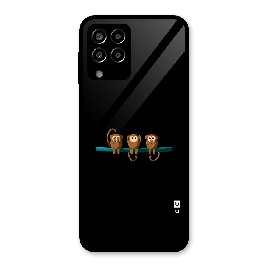 Three Cute Monkeys Glass Back Case for Galaxy M33