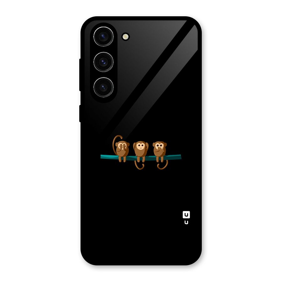 Three Cute Monkeys Glass Back Case for Galaxy S23 Plus