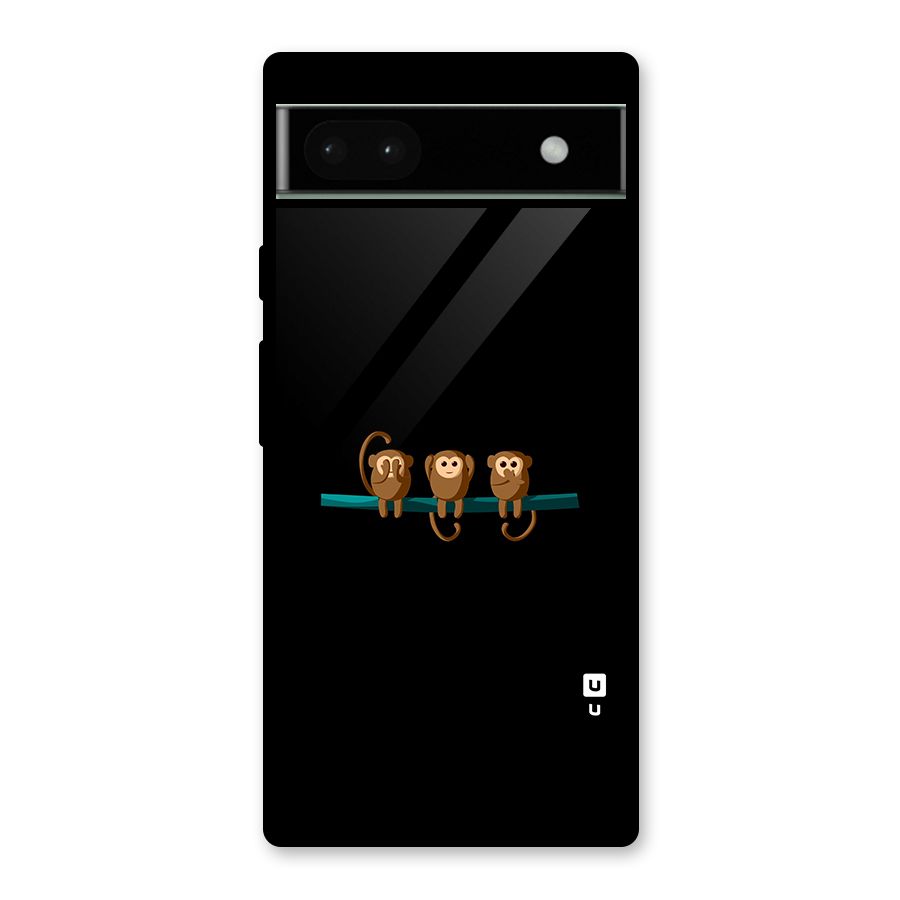 Three Cute Monkeys Glass Back Case for Google Pixel 6a