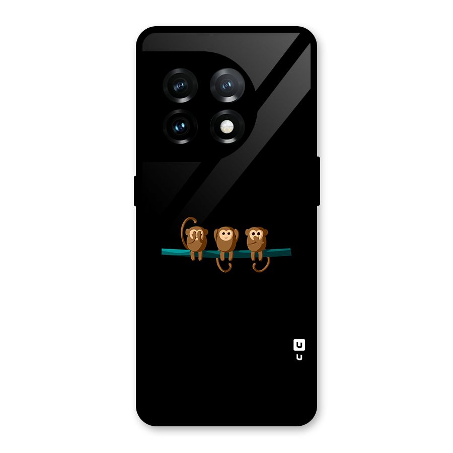 Three Cute Monkeys Glass Back Case for OnePlus 11