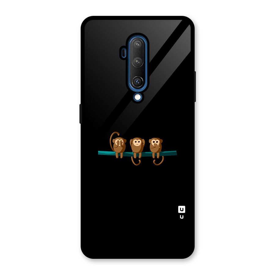 Three Cute Monkeys Glass Back Case for OnePlus 7T Pro