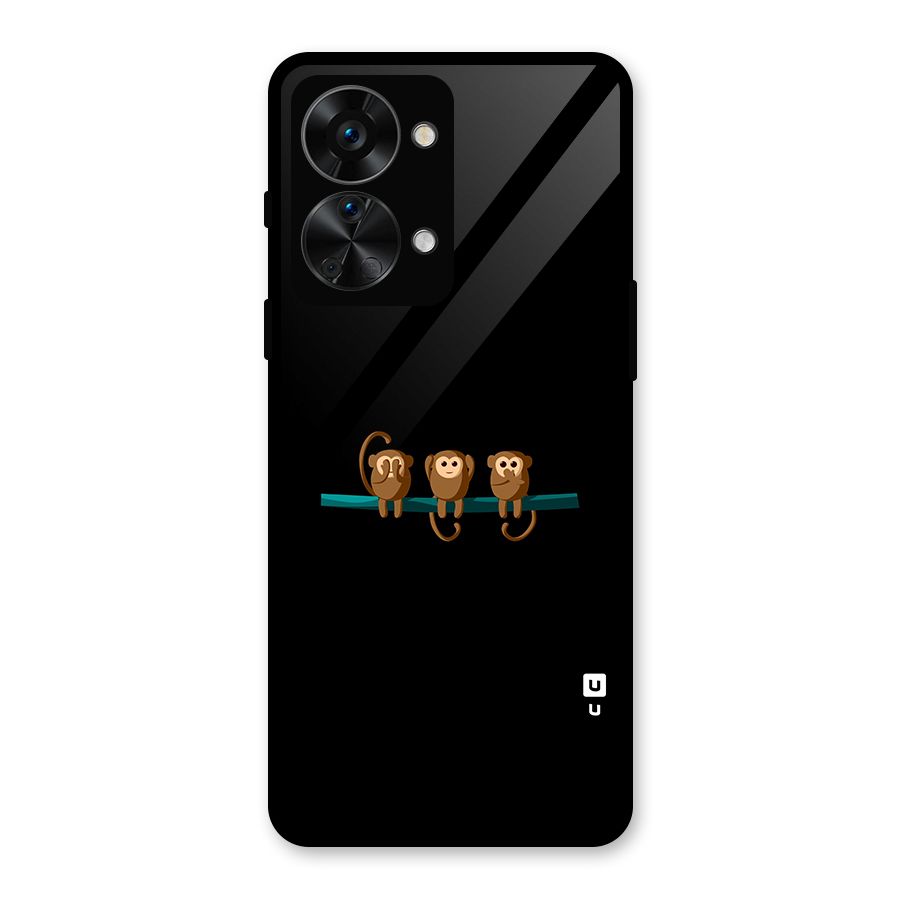 Three Cute Monkeys Glass Back Case for OnePlus Nord 2T