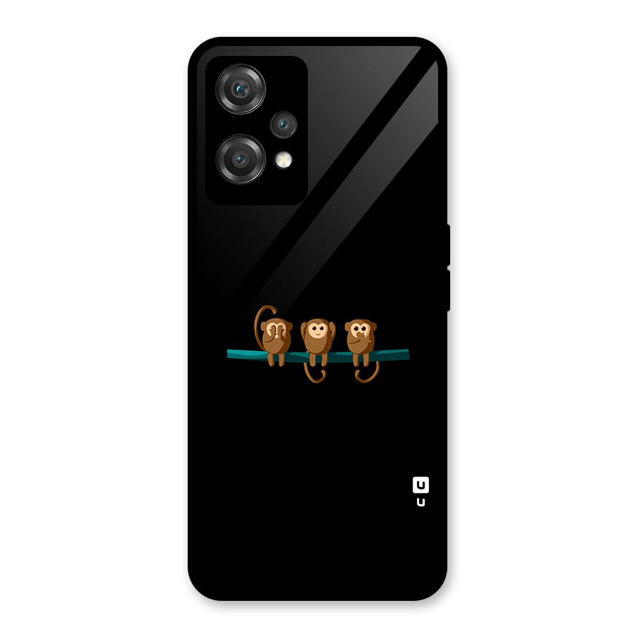 Three Cute Monkeys Glass Back Case for OnePlus Nord CE 2 Lite 5G