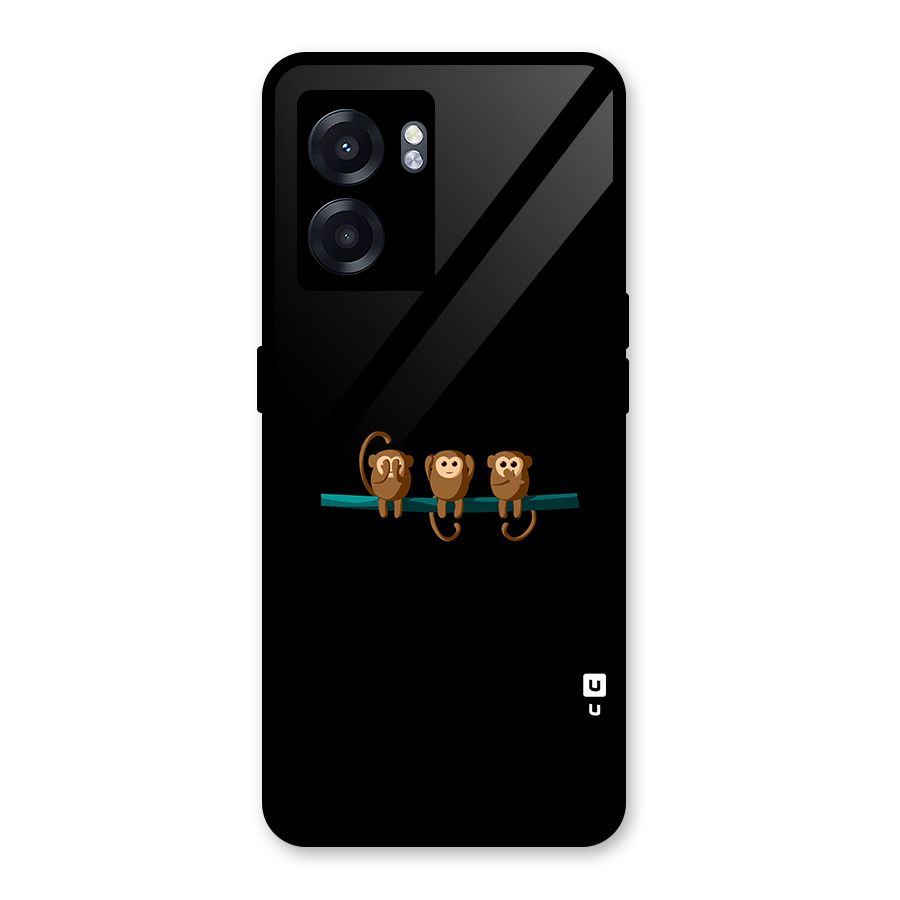 Three Cute Monkeys Glass Back Case for Oppo K10 (5G)