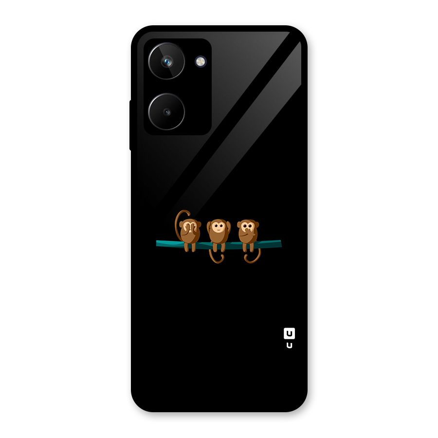 Three Cute Monkeys Glass Back Case for Realme 10