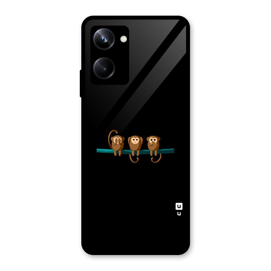 Three Cute Monkeys Glass Back Case for Realme 10 Pro