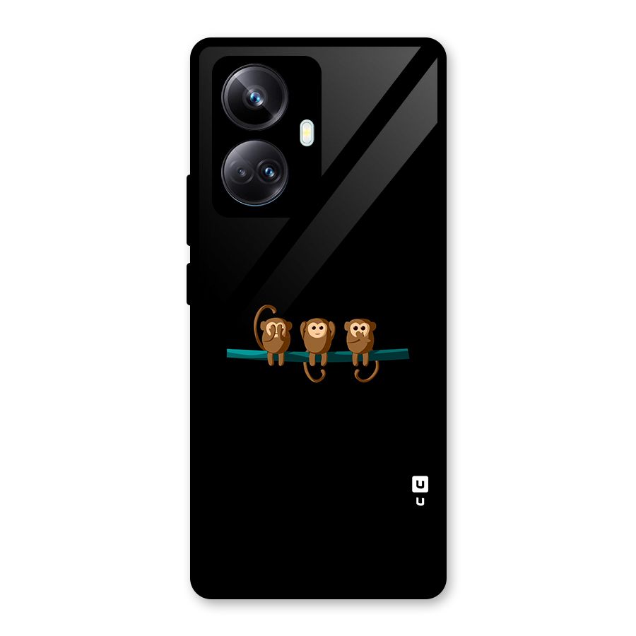 Three Cute Monkeys Glass Back Case for Realme 10 Pro Plus