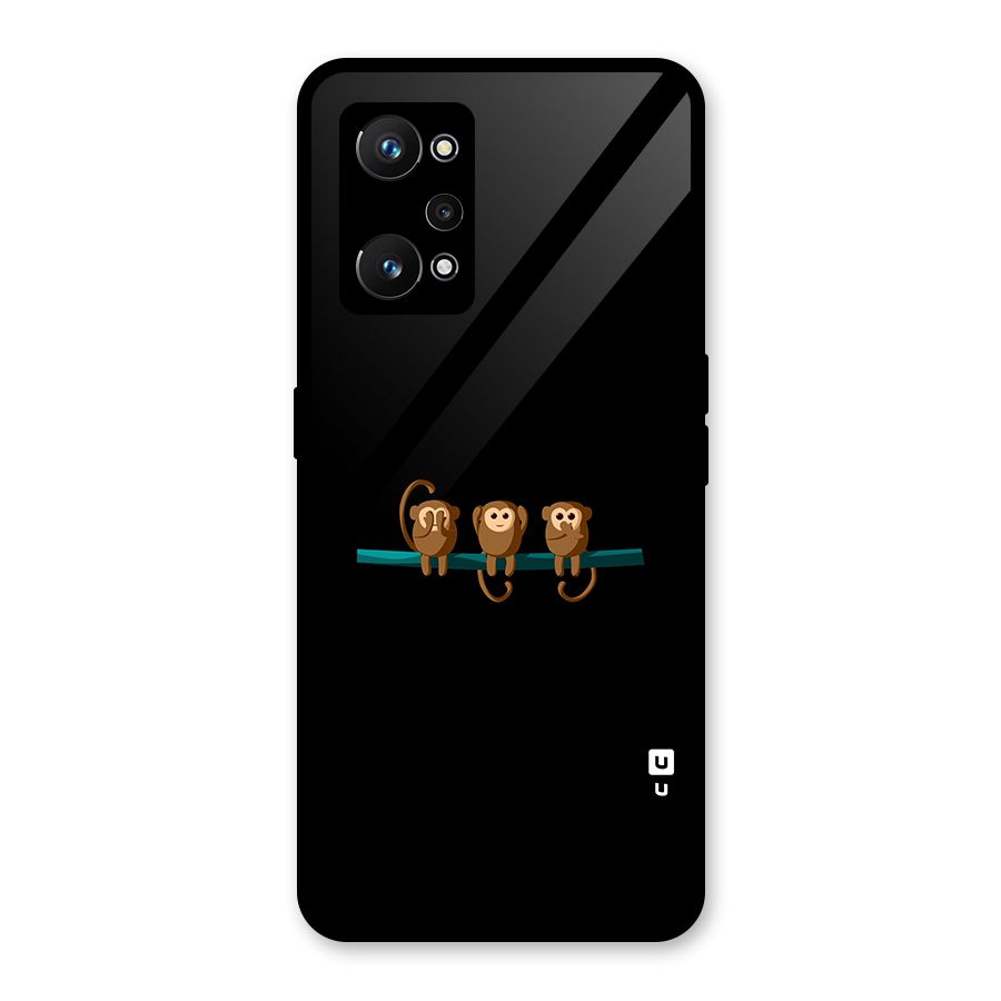 Three Cute Monkeys Glass Back Case for Realme GT Neo 3T