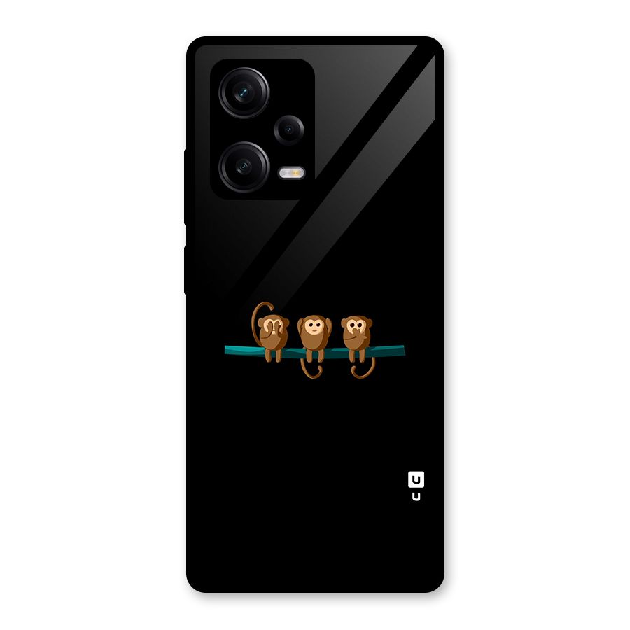 Three Cute Monkeys Glass Back Case for Redmi Note 12 Pro