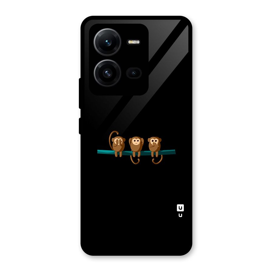 Three Cute Monkeys Glass Back Case for Vivo V25