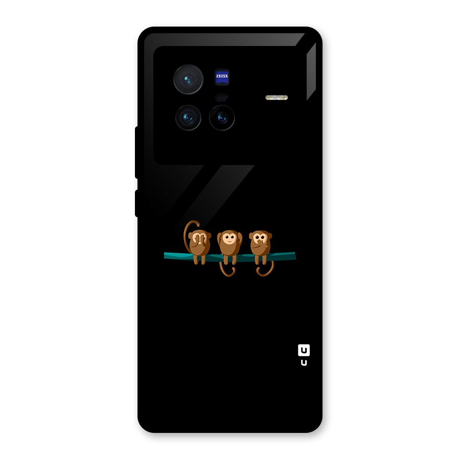 Three Cute Monkeys Glass Back Case for Vivo X80