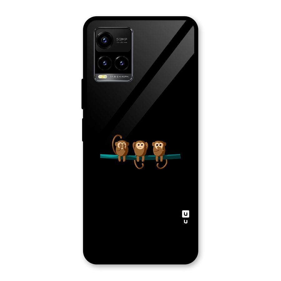 Three Cute Monkeys Glass Back Case for Vivo Y21T
