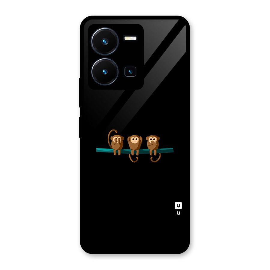 Three Cute Monkeys Glass Back Case for Vivo Y35