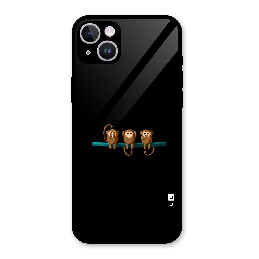 Three Cute Monkeys Glass Back Case for iPhone 14 Plus