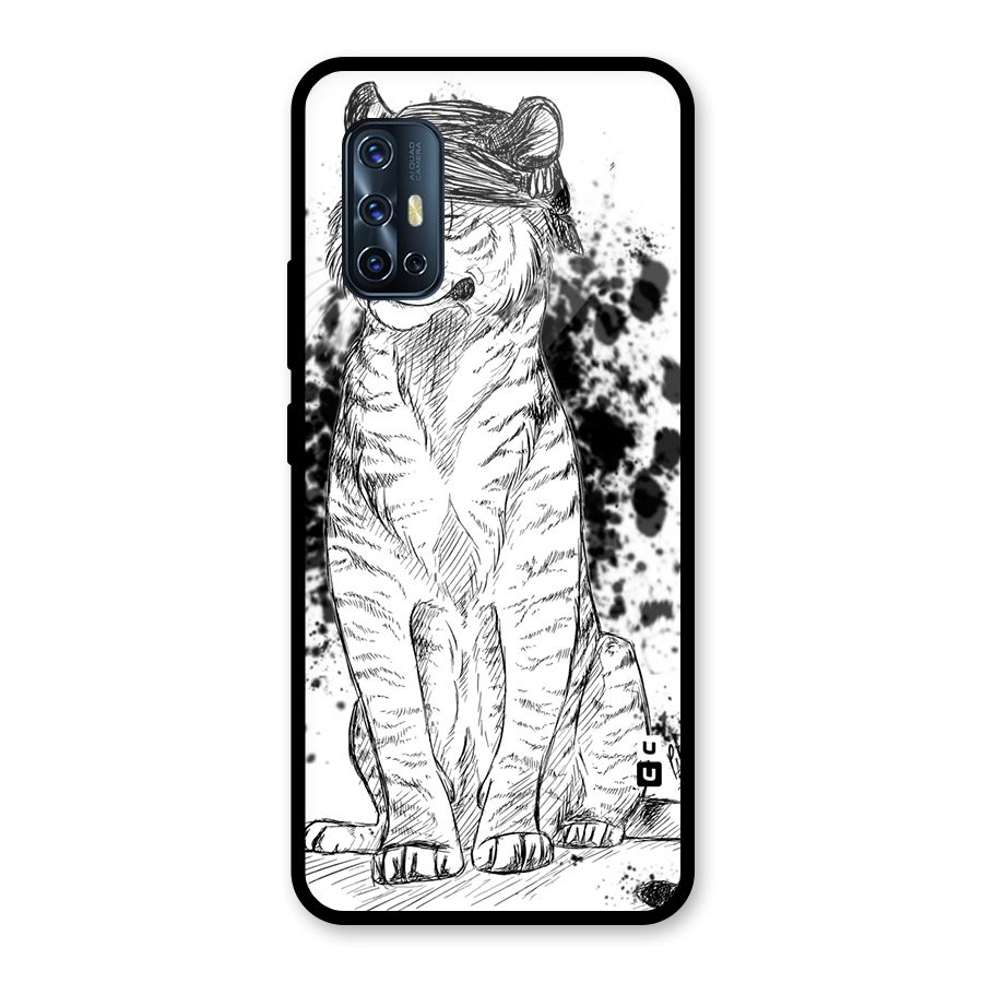 Tiger Wink Glass Back Case for Vivo V17