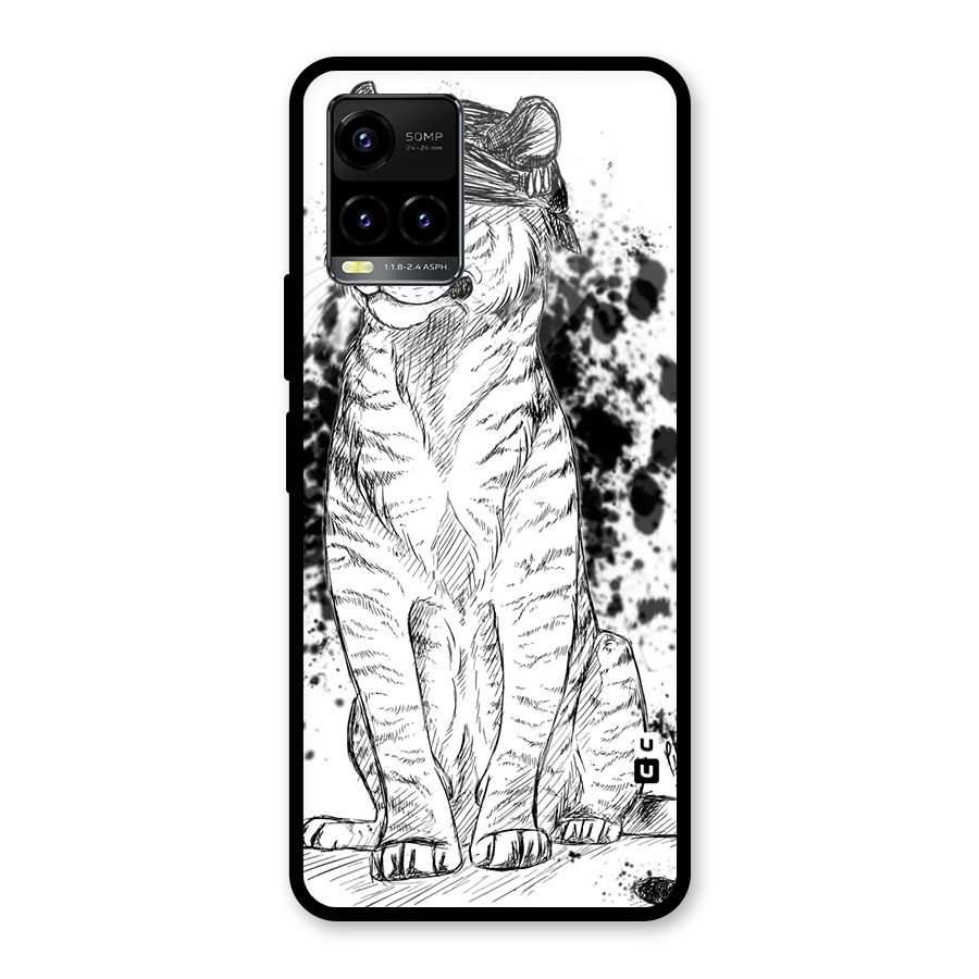 Tiger Wink Glass Back Case for Vivo Y21T