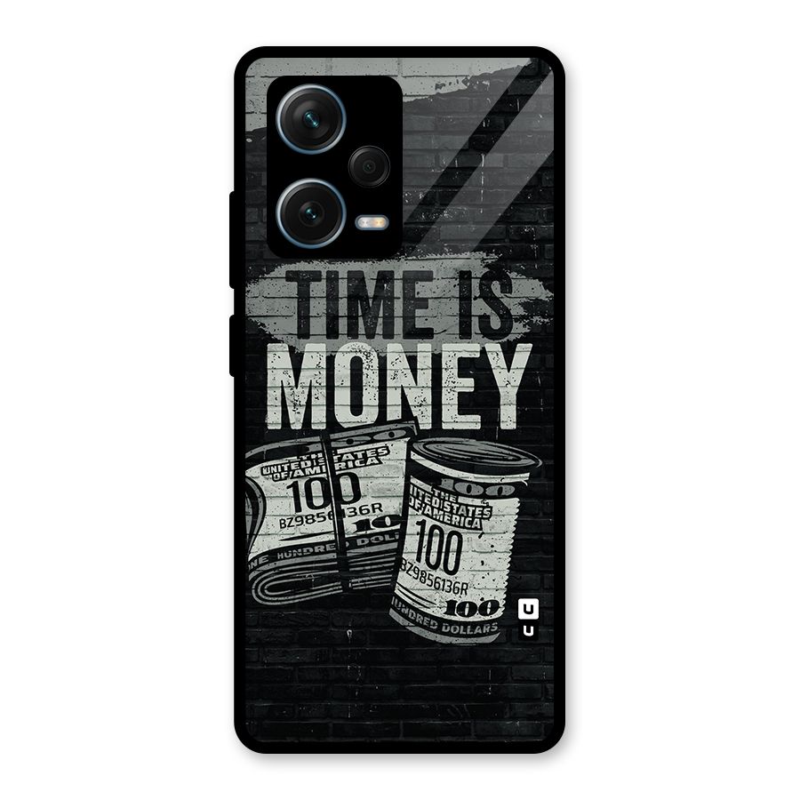 Time Is Money Glass Back Case for Redmi Note 12 Pro Plus 5G