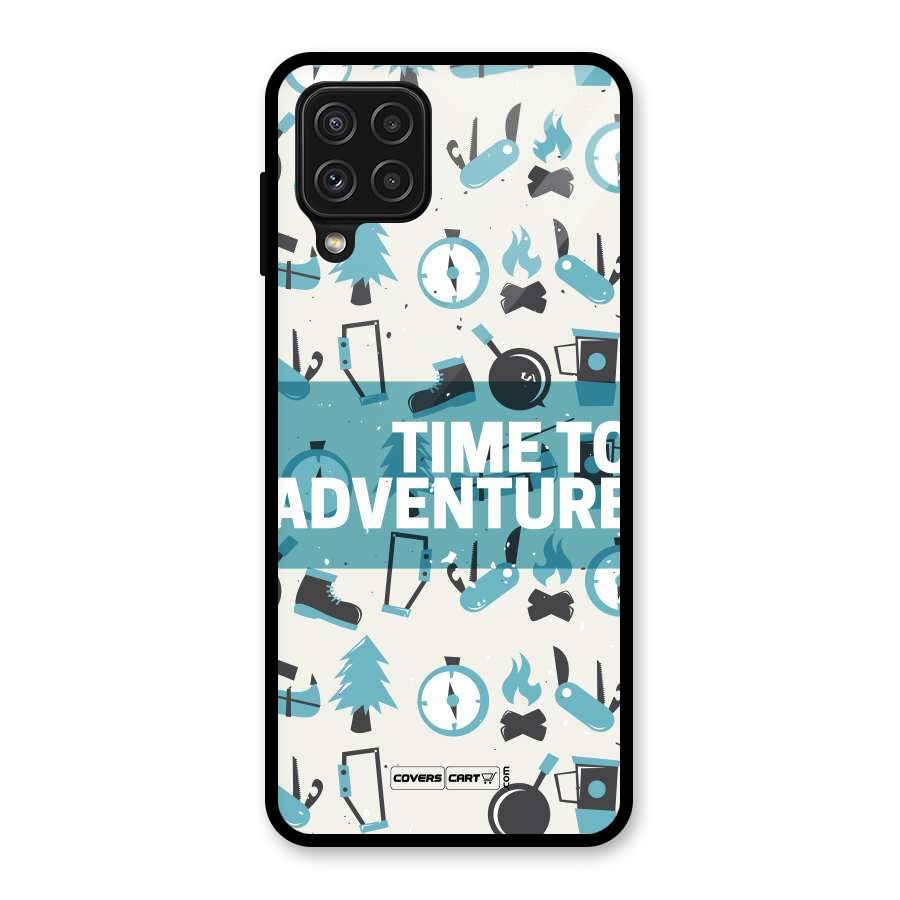 Time To Adventure Blazing Blue Glass Back Case for Galaxy A22 4G