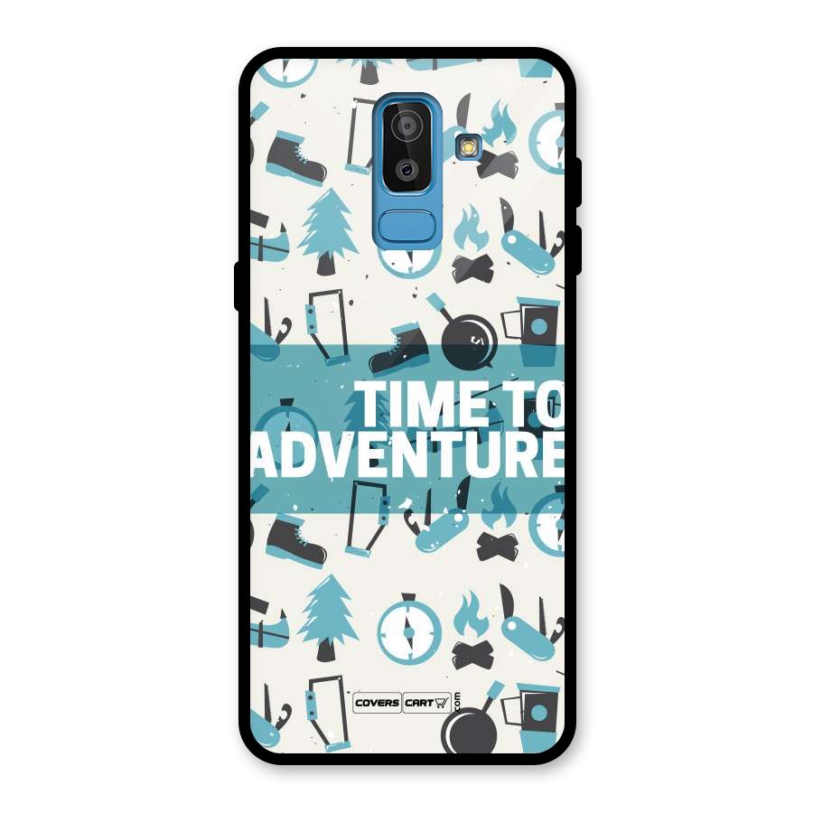 Time To Adventure Blazing Blue Glass Back Case for Galaxy J8