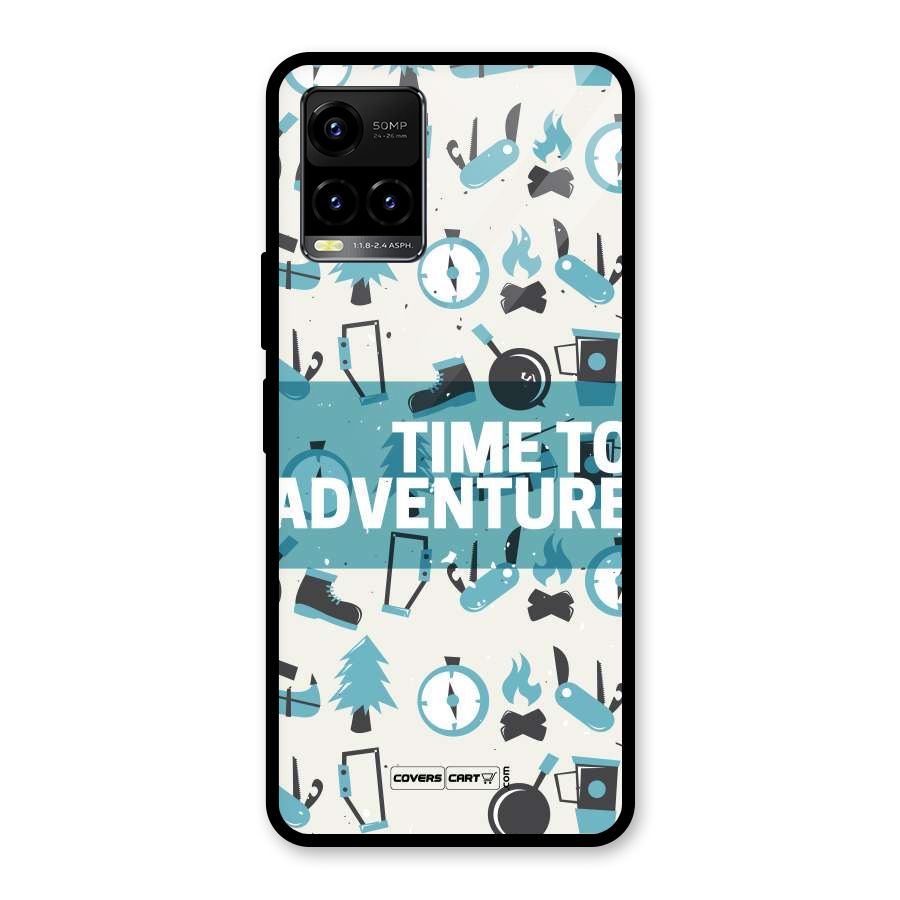 Time To Adventure Blazing Blue Glass Back Case for Vivo Y21A