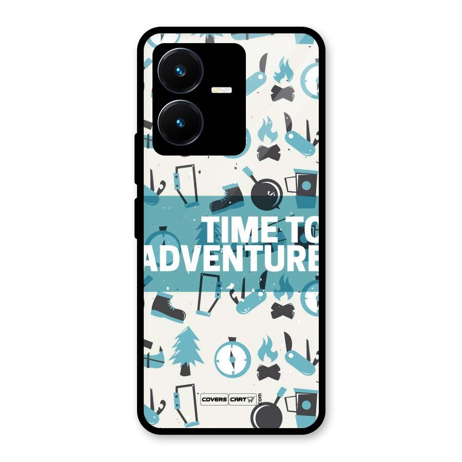 Time To Adventure Blazing Blue Glass Back Case for Vivo Y22
