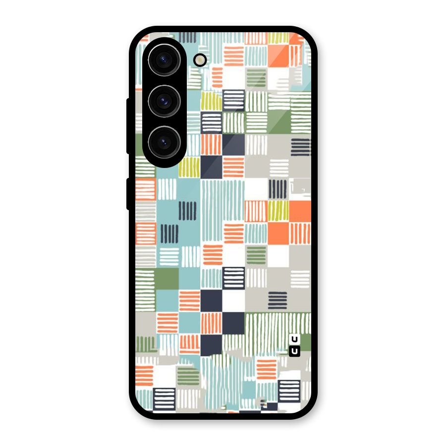 Tiny Boxes Stripes Glass Back Case for Galaxy S23