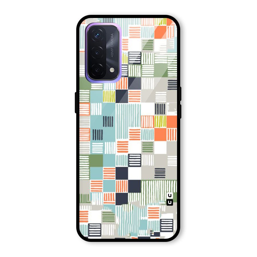 Tiny Boxes Stripes Glass Back Case for Oppo A74 5G