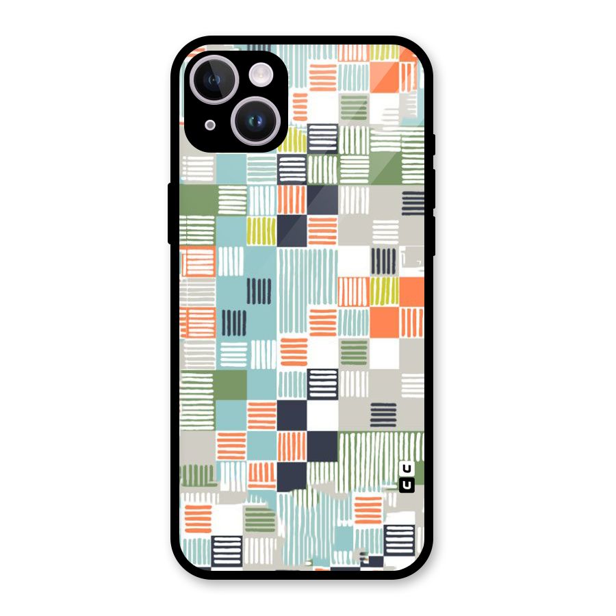 Tiny Boxes Stripes Glass Back Case for iPhone 14 Plus
