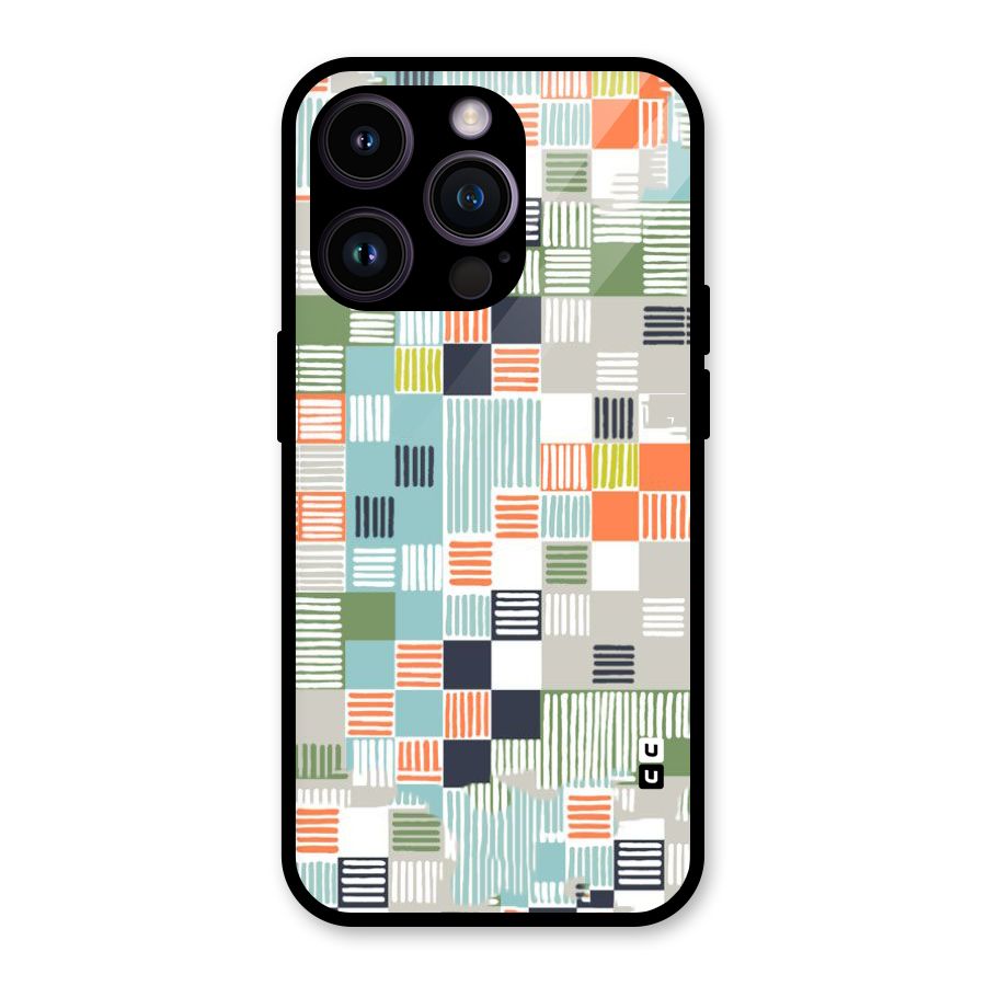Tiny Boxes Stripes Glass Back Case for iPhone 14 Pro