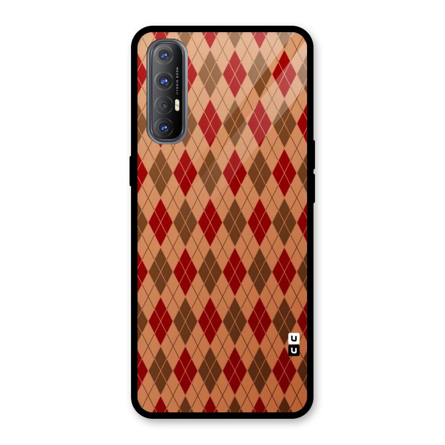 Tiny Checks Diamond Glass Back Case for Oppo Reno3 Pro
