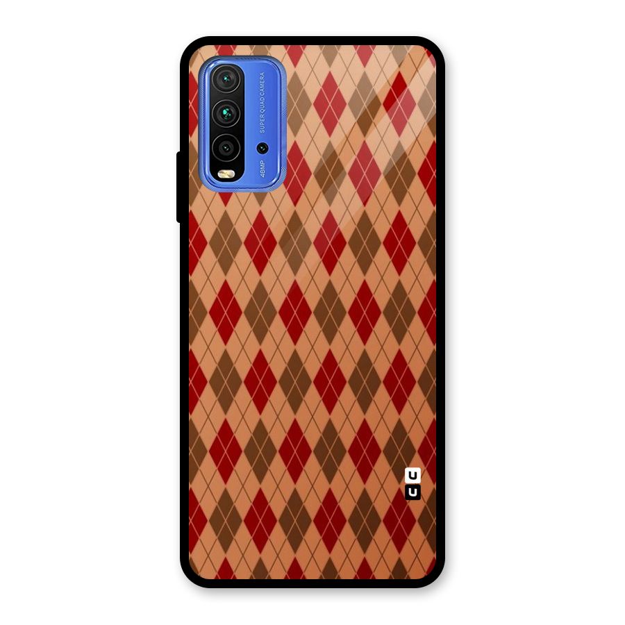 Tiny Checks Diamond Glass Back Case for Redmi 9 Power