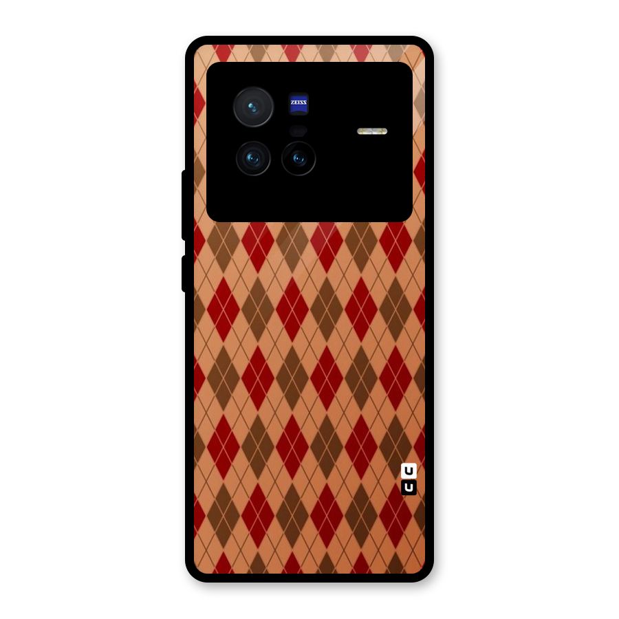 Tiny Checks Diamond Glass Back Case for Vivo X80