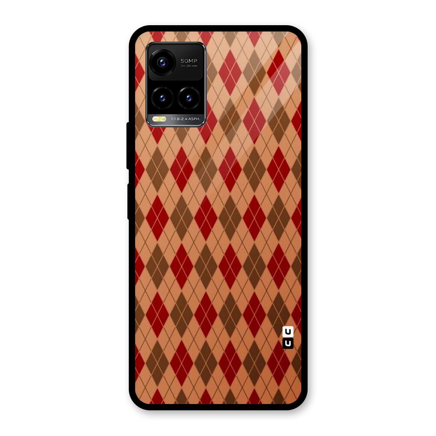 Tiny Checks Diamond Glass Back Case for Vivo Y21A