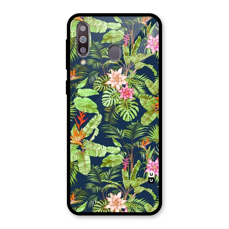 Tiny Flower Leaves Glass Back Case for Galaxy M30
