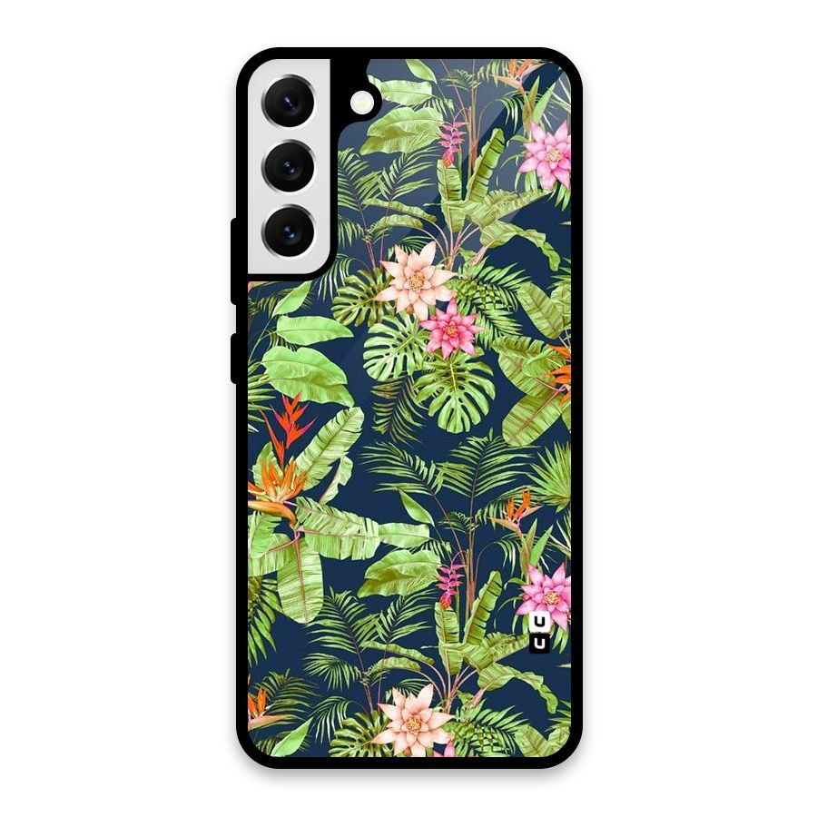 Tiny Flower Leaves Glass Back Case for Galaxy S22 Plus 5G