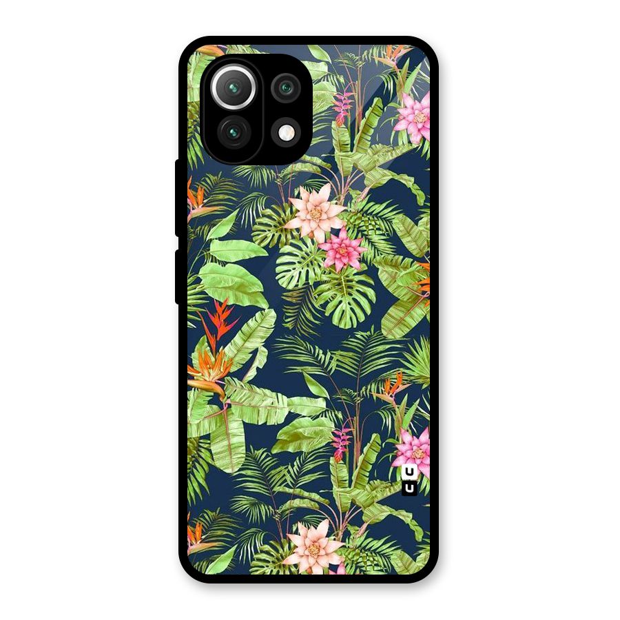 Tiny Flower Leaves Glass Back Case for Mi 11 Lite