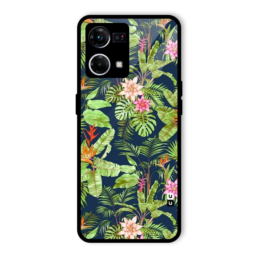 Tiny Flower Leaves Glass Back Case for Oppo F21s Pro 4G