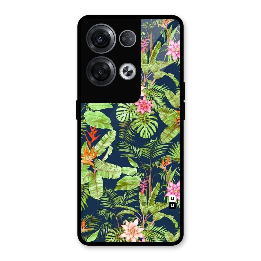 Tiny Flower Leaves Glass Back Case for Oppo Reno8 Pro 5G